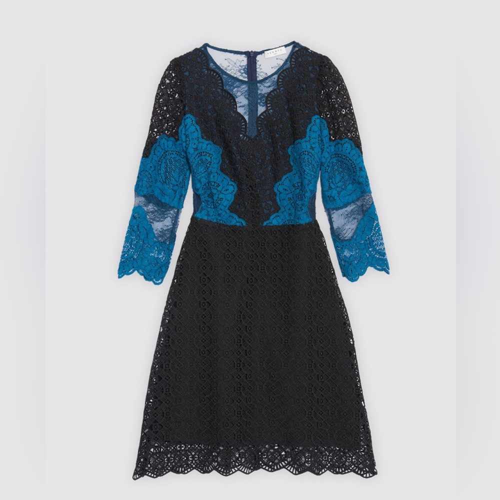 Sandro black and blue lace dress size 40 (medium)